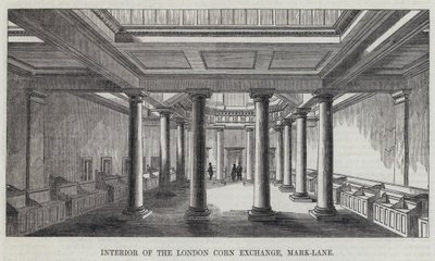 Interiør av London Corn Exchange, Mark-Lane (gravering) av English School
