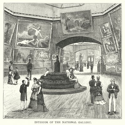 Interiør av Nasjonalgalleriet (gravering) av English School