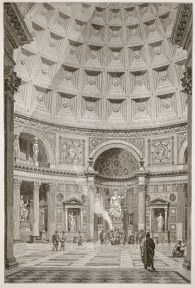 Interiøret i Pantheon i Roma (restaurert) av English School