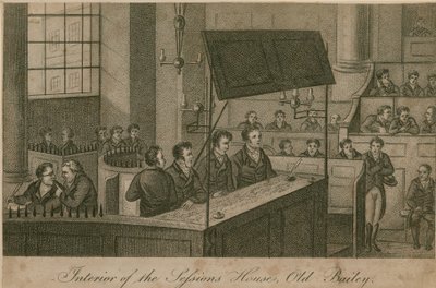 Interiøret i Sessions House, Old Bailey av English School