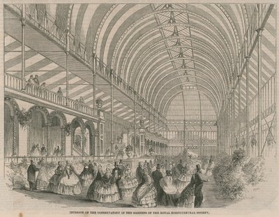 Interiør i vinterhagen i hagene til Royal Horticultural Society av English School