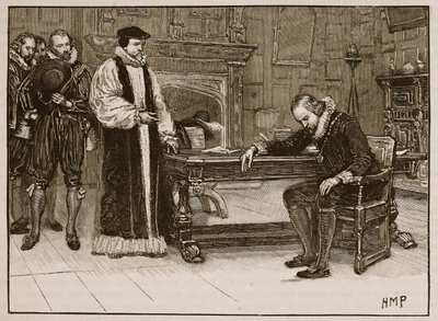 Intervju mellom Bacon og deputasjonen fra Lords, illustrasjon fra Cassells Illustrated History of England (sepiafoto) av English School
