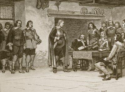 Intervju mellom Charles og jarlen av Denbigh, illustrasjon fra Cassells Illustrated History of England (sepiafoto) av English School
