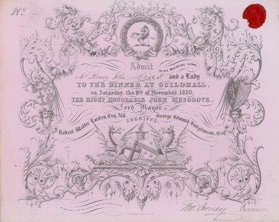 Invitasjon til en bankett i Guildhall, London, 9. november 1850 av English School