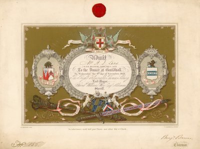 Invitasjon til en bankett i Guildhall, London, 9. november 1853 av English School
