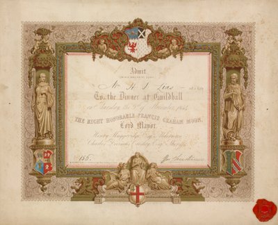 Invitasjon til en bankett i Guildhall, London, 9. november 1854 av English School