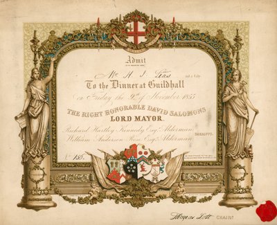 Invitasjon til en bankett i Guildhall, London, 9. november 1855 av English School