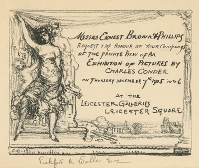 Invitasjon til utstilling med arbeid av Charles Conder av English School