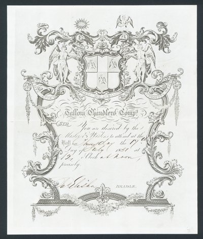 Invitasjon til Tallow Chandlers Company ball, London av English School