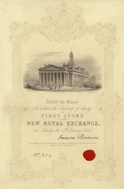 Invitasjon til legging av første stein til New Royal Exchange av English School