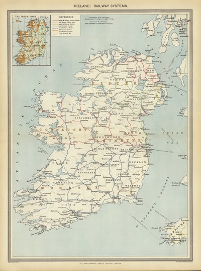 Irland, Railway Systems (farge litho) av English School