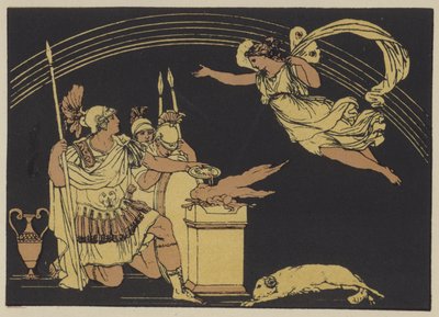 Iris som viser seg for Turnus (fargelitografi) av English School