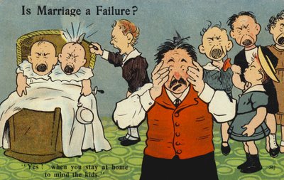 Er ekteskapet en fiasko? (farge litho) av English School