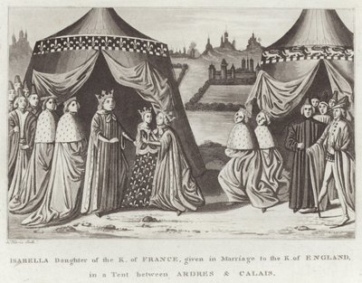 Isabella datter av K. i Frankrike, gitt i ekteskap med K. i England, i et telt mellom Ardres og Calais av English School