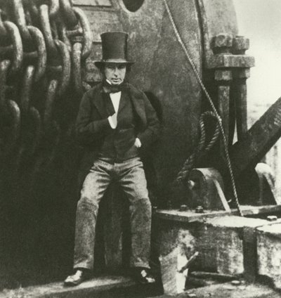 Isambard Kingdom Brunel, ingeniør, under byggingen av Great Eastern (gravering) av English School