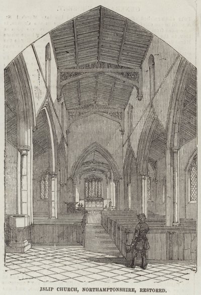 Islip Church, Northamptonshire, restaurert (gravering) av English School