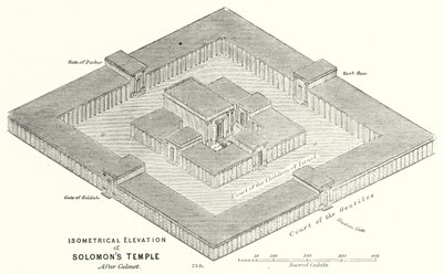 Isometrisk høyde av Salomos tempel, etter Calmet (gravering) av English School