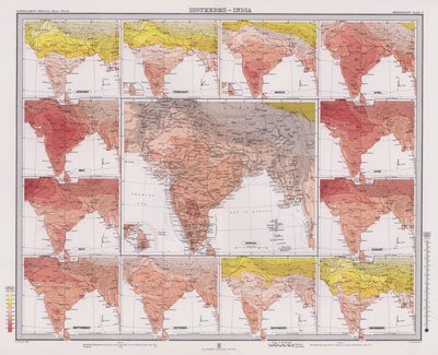 Isotermer, India (fargelitografi) av English School