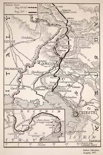 Italiensk fremskritt, august 1917 av English School