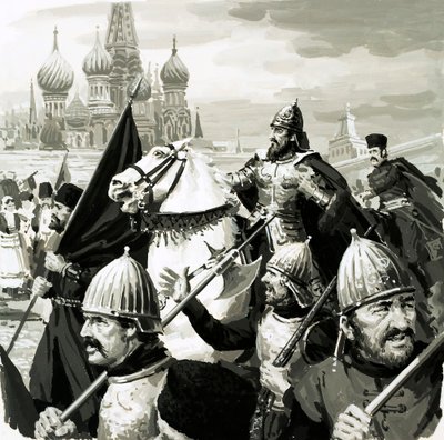 Ivan, tsar av Russland, beviste sin verdi i kamp mot tartarene av English School
