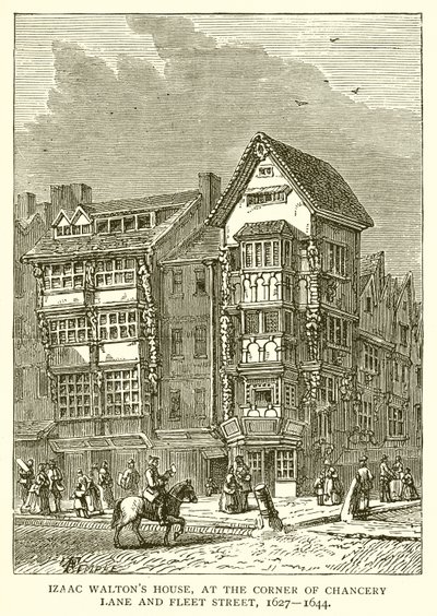 Izaac Waltons House, på hjørnet av Chancery Lane og Fleet Street, 1627--1644 av English School