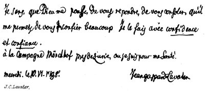 J C Lavater av English School