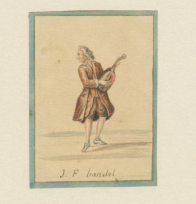 J. F. Handel, midten av 1800-tallet (penn og blekk, fargestift og vask på papir) av English School