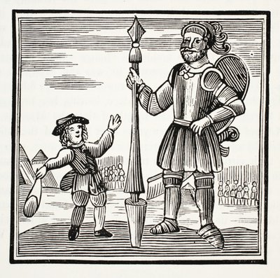 Jack and the Giant, illustrasjon fra Chap-books of the Eighteenth Century av John Ashton, pub. 1882 av English School