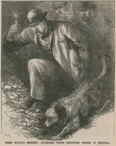 Jack the Ripper: Spitbergen-terrier oppdager levninger i Whitehall (gravering) av English School