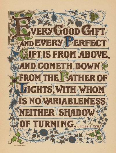 Jakob 1:17 (fargelitografi) av English School
