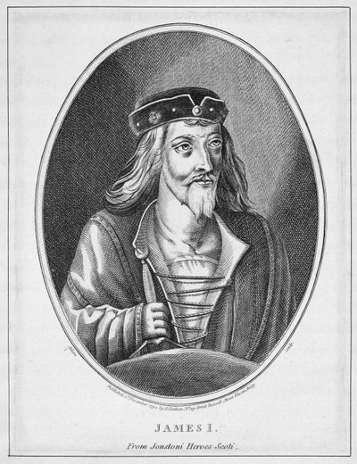 James I (1394-1437), konge av Skottland, fra Johnstones Scottish Heroes, gravert av Adam, utgitt 1794 av English School