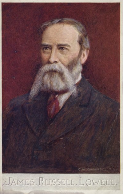 James Russell Lowell (1819–1891), amerikansk poet og diplomat (fargelitografi) av English School