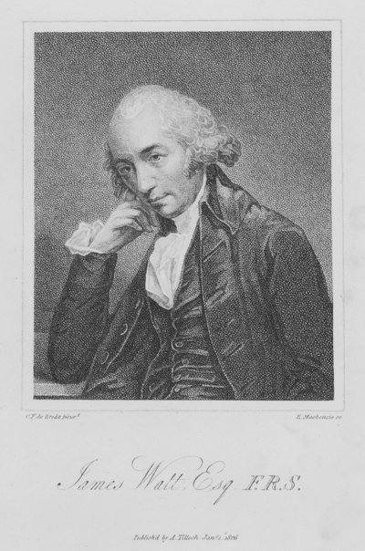 James Watt , skotsk ingeniør og oppfinner (gravering) av English School