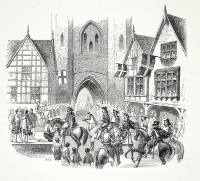 James the Firsts Inngang til City of Chester, pub. 1800-tallet (stålgravering) av English School