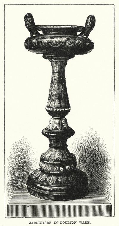 Jardiniere i Doulton ware (gravering) av English School