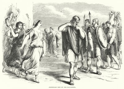 Jefta wird von seiner Tochter empfangen (Gravur) von English School