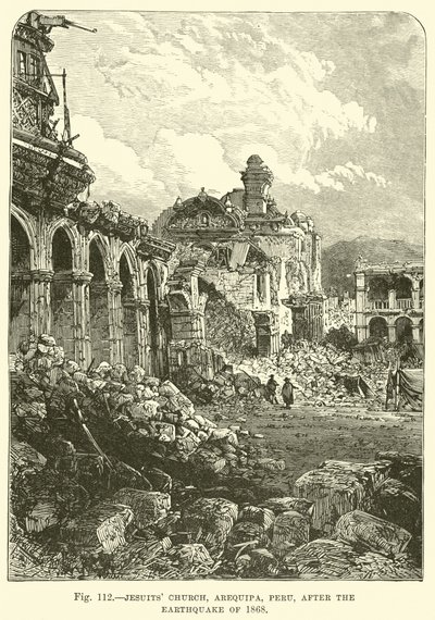 Jesuittkirken, Arequipa, Peru, etter jordskjelvet i 1868 av English School