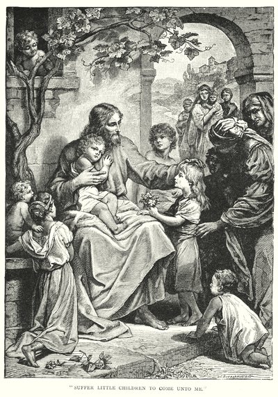 Jesus Kristus og barna (gravering) av English School
