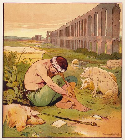 Jesu lignelser: Den fortapte sønn (farge litho) av English School