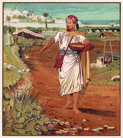 Jesu lignelser: Såmannen og sæden (farge litho) av English School