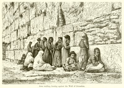 Jøder som klager, lener seg mot muren i Jerusalem av English School