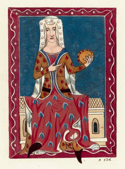 Joan, grevinne av Kent, kone til Edward The Black Prince (farget gravering) av English School