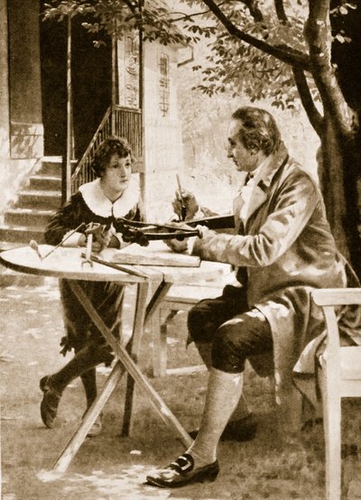 Johann Wolfgang von Goethe unterrichtet seinen Sohn August im Armbrustschießen von English School