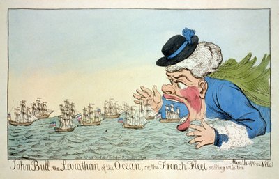 John Bull, havets leviatan eller den franske flåten som seiler inn i munningen av Nilen 12. desember av English School