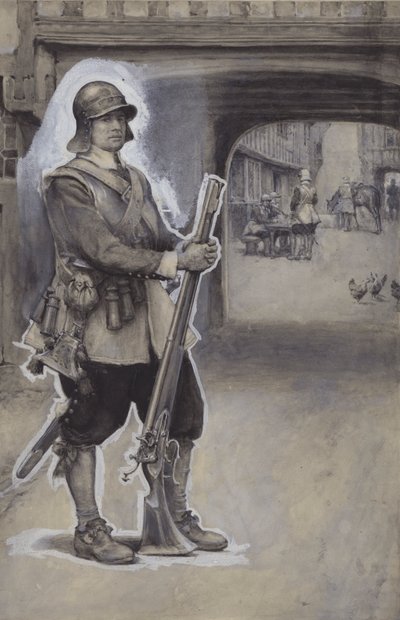 John Bunyan som soldat (gouache på papir) av English School