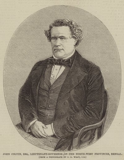 John Colvin, Esquire, løytnant-guvernør i de nordvestlige provinsene, Bengal (gravering) av English School