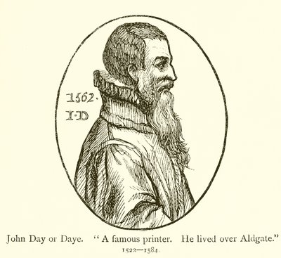John Day eller Date, En berømt skriver, Han bodde over Aldgate av English School