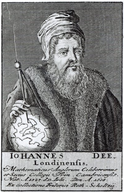 John Dee (1527-1608) en londoner (gravering) (bundw-foto) av English School