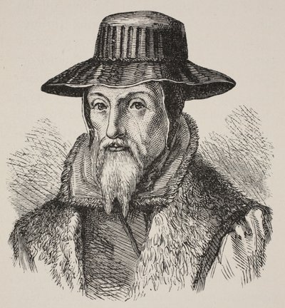 John Foxe, illustrasjon fra The Church of England: A History for the People av H.D.M. Spence-Jones, pub. ca. 1910 (sepia-bilde) av English School