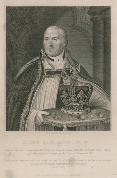John Ireland, som holdt kronen ved kroningen av Hans Majestet Kong George IV av English School